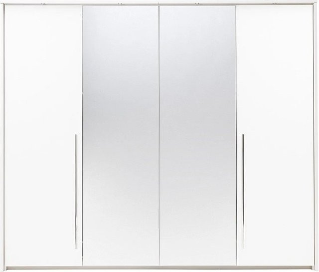 Vente-unique Kleiderschrank Ingina Weiß mit LED-Beleuchtung und Spiegeltüren, Breite: 255 cm, Höhe: 219 cm - Bild 1