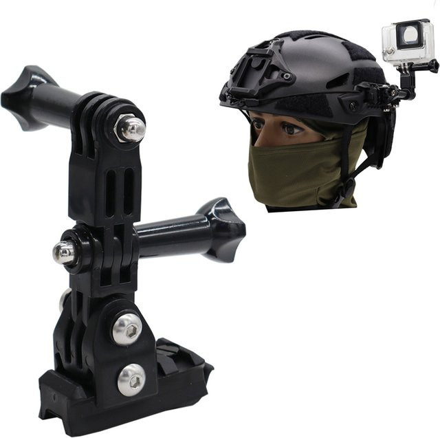 Taktische Helm Kamera Halterung für GoPro HD Hero 1-5 Action Kamera mit ARC Seite Führungsschiene in Schwarz, Multi-Winkel Einstellbar - Bild 1