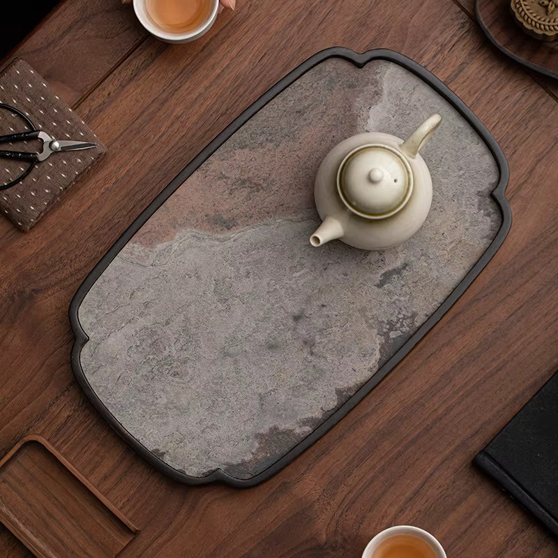 Japanisches Zen Tee-Tablett aus Schiefer in Grau für Kung Fu Tee-Sets - Bild 2