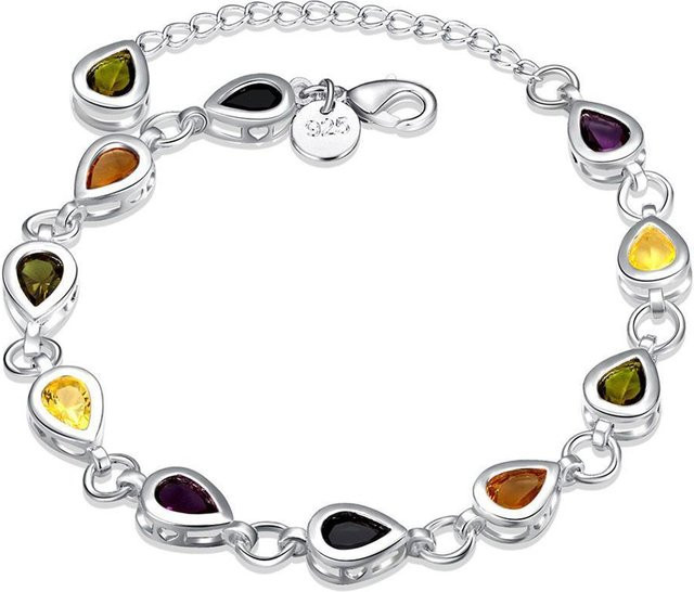 POMOiii Charme Armband 925 Silber, Zirkonia, Kristall, Damen, 20cm - Bild 1
