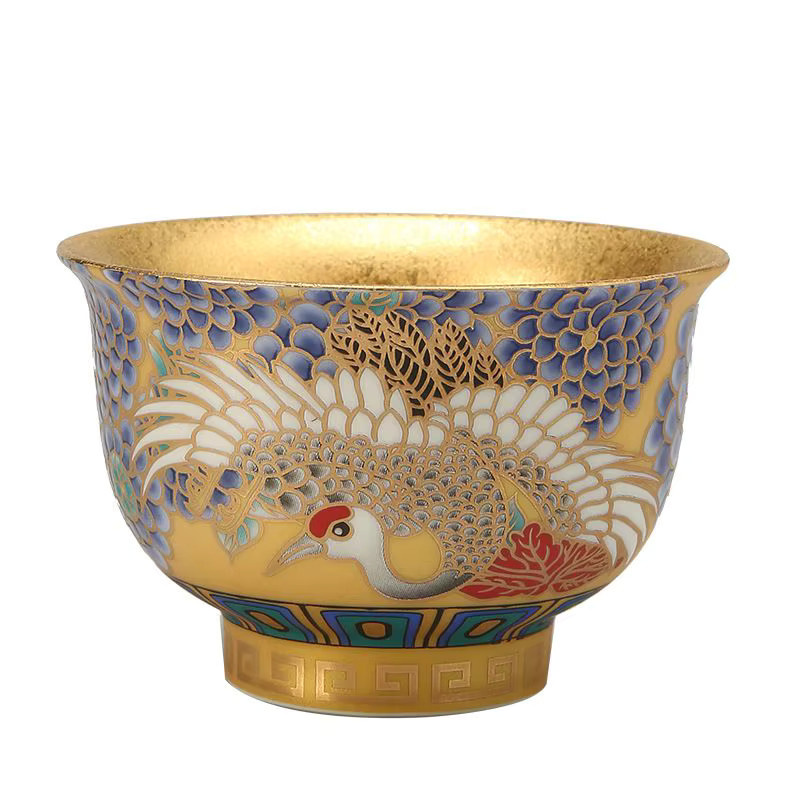 Suet Jade vergoldete Master Cup Ruihe Chengxiang Arhat Teetasse aus Porzellan in Gold - Bild 4