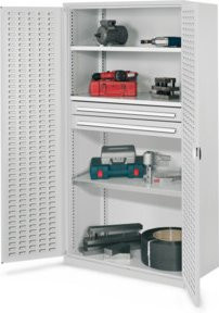 Kappes Schwerlastschrank OMT Mod. 45 aus Stahl mit Schlitzplatten und Türen, Farbe: Grau, B/T/H: 100 x 60 x 195 cm - Bild 1