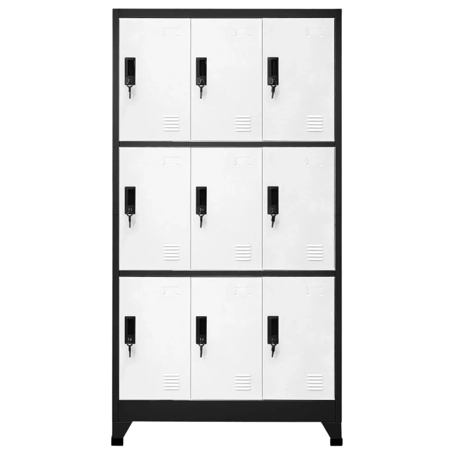 vidaXL Schließfachschrank aus Stahl in Anthrazit und Weiß mit Schloss für Büro und Schule B/T/H: 90 x 45 x 180 cm - Bild 2