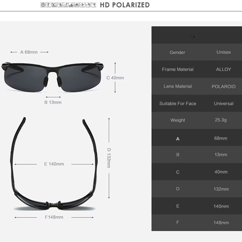 VCKA Sonnenbrille Halbrand, Metall, rechteckig, Unisex, polarisiert - Bild 2
