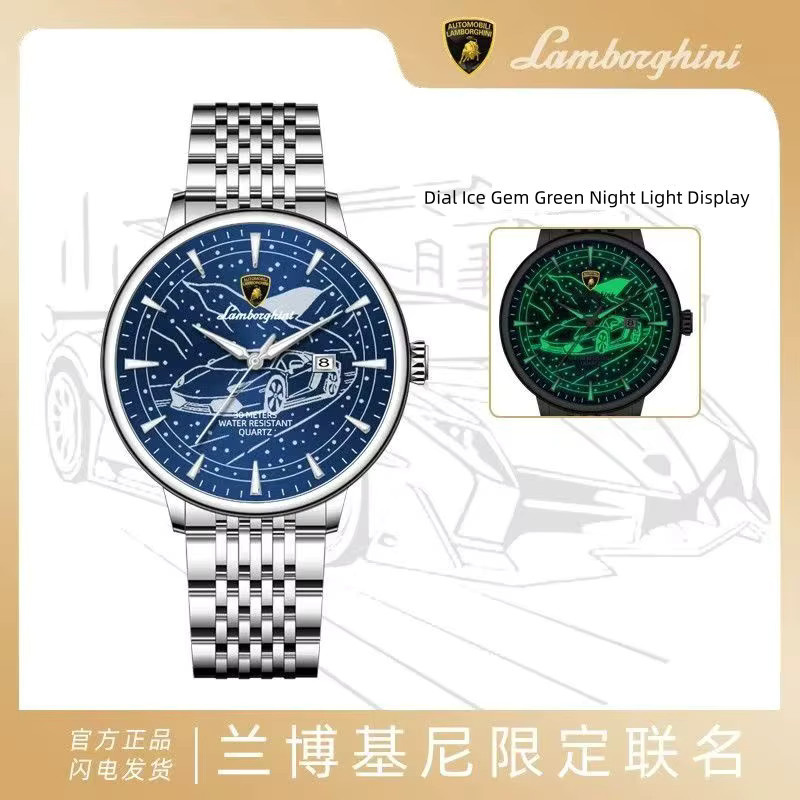 Lamborghini Armbanduhr, Quarz, Edelstahl, Blau, Unisex - Bild 5