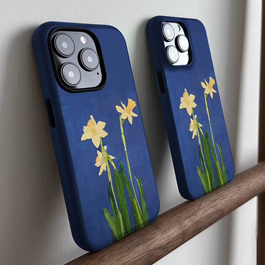 CaseLumi Matte Bumper MagSafe Hülle für iPhone 17 16 15 14 13 Pro Max mit Aquarell-Narbenblumen-Design in Blau - Bild 2