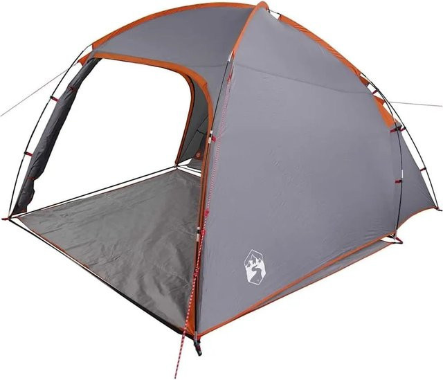 vidaXL Zelt in Grau und Orange aus Polyester und Fiberglas, B/T/H: 370 x 230 x 185 cm - Bild 1