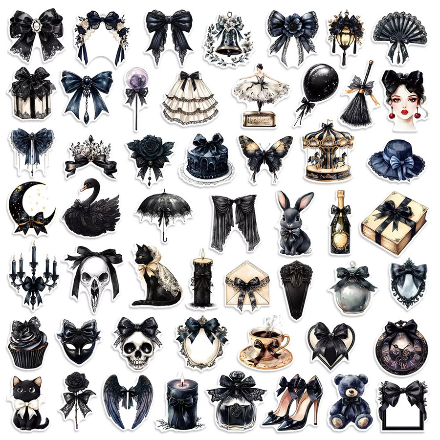 Charile Dark Gothic Bowknot Cartoon Aufkleber, multicolor, 10-teiliges Set - Bild 4