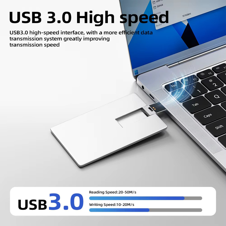 JASTER USB 3.0 Flash-Laufwerk Metallkarte als Memory Stick in Gold oder Blau - Bild 5