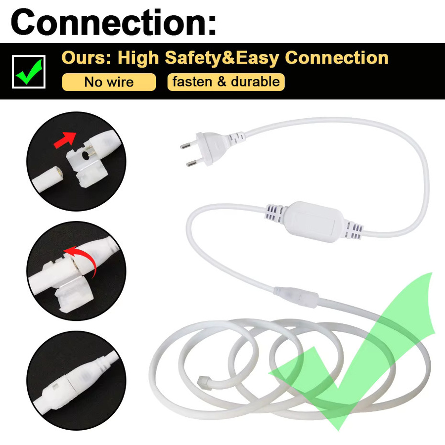 Asign EU Netzstecker mit Kabel und Knopfschalter für COB LED Streifen Lichtband in Weiß - Bild 2