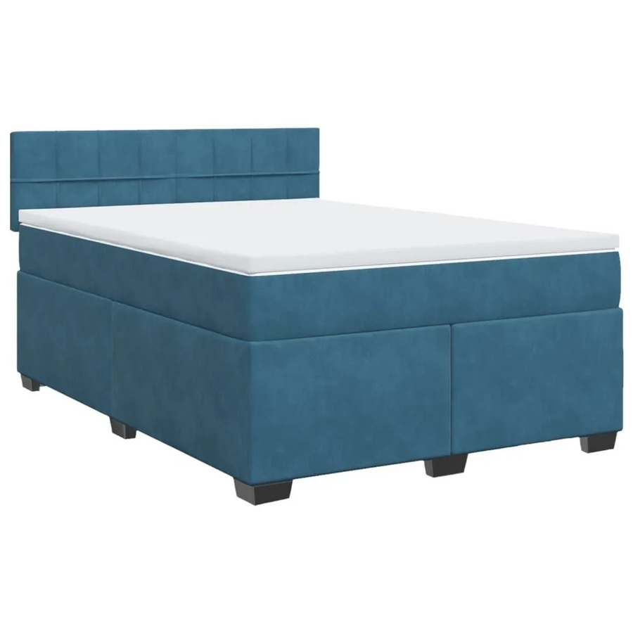 vidaXL Boxspringbett mit Matratze aus Samt in Blau, B/T/H: 160 x 200 x 100,5 cm - Bild 2