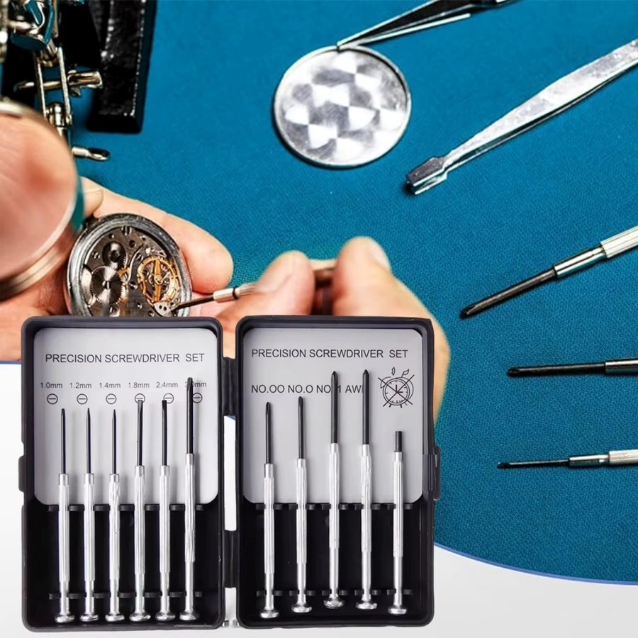 Wnew 11-teiliges Mini-Präzisionsschraubendreher-Set in Silber zur Reparatur von Uhren, Zeitmessern und Brillen inklusive Tragetasche - Bild 2
