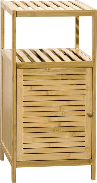 kleankin Badezimmerschrank aus Bambus mit offenem Fach und Türen, Beistellschrank in Braun, B: 33 cm, T: 35,5 cm, H: 67 cm - Bild 1