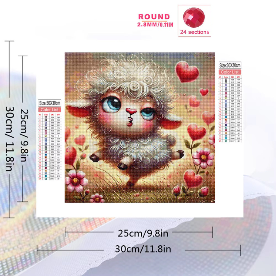 Momoart Diamant-Stickerei Schaf-Tier-Malerei DIY Diamant-Mosaik Set in Multicolour, B/B/B: 20 x 20 x 20 cm - Bild 2