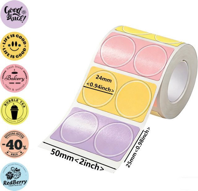 DETONG Selbstklebende Thermoklebeetikettenrollen Set, 2 Rollen mit insgesamt 280 Stück, B: 50 mm, H: 25 mm, kompatibel mit Phomemo M110 M220 M200 E210 P50 DETONG P1 - Bild 1