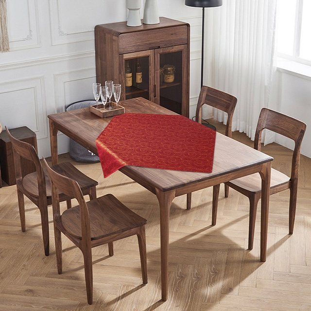 Bella Casa Jacquard-Mitteldecke mit Goldeffekt in Bordeaux/Gold, quadratisch, fleckenabweisend - Bild 1