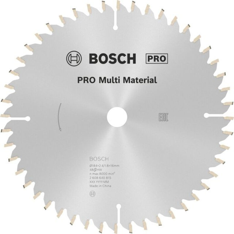 Bosch Multi Material Hartmetall Kreissägeblatt Silber, Durchmesser: 184 mm, Bohrung: 16 mm, Schnittdicke: 2,4 mm, 48 Zähne - Bild 2