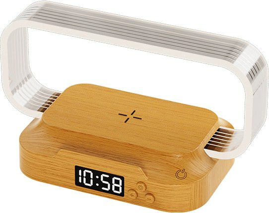 SHENZHITECH Infinite Touch Light mit 15 W kabelloser Ladefunktion, Digitaluhr und Telefonhalter in Weiß mit dimmbarer Helligkeit und 3 Farbtemperaturen - Bild 1