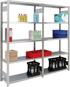 Regalwerk BERT-Standardregal Grundfeld Stecksystem verzinkt silber H x B x T: 250 x 87,5 x 80 cm - Bild 1
