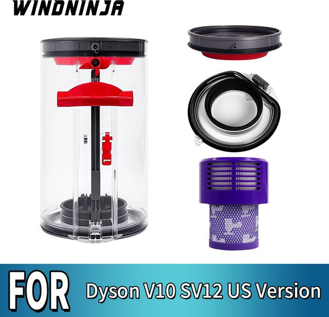 Dyson V10 SV12 US Ersatz Staubbehälter mit HEPA-Filter und Deckel, transparent - Bild 1