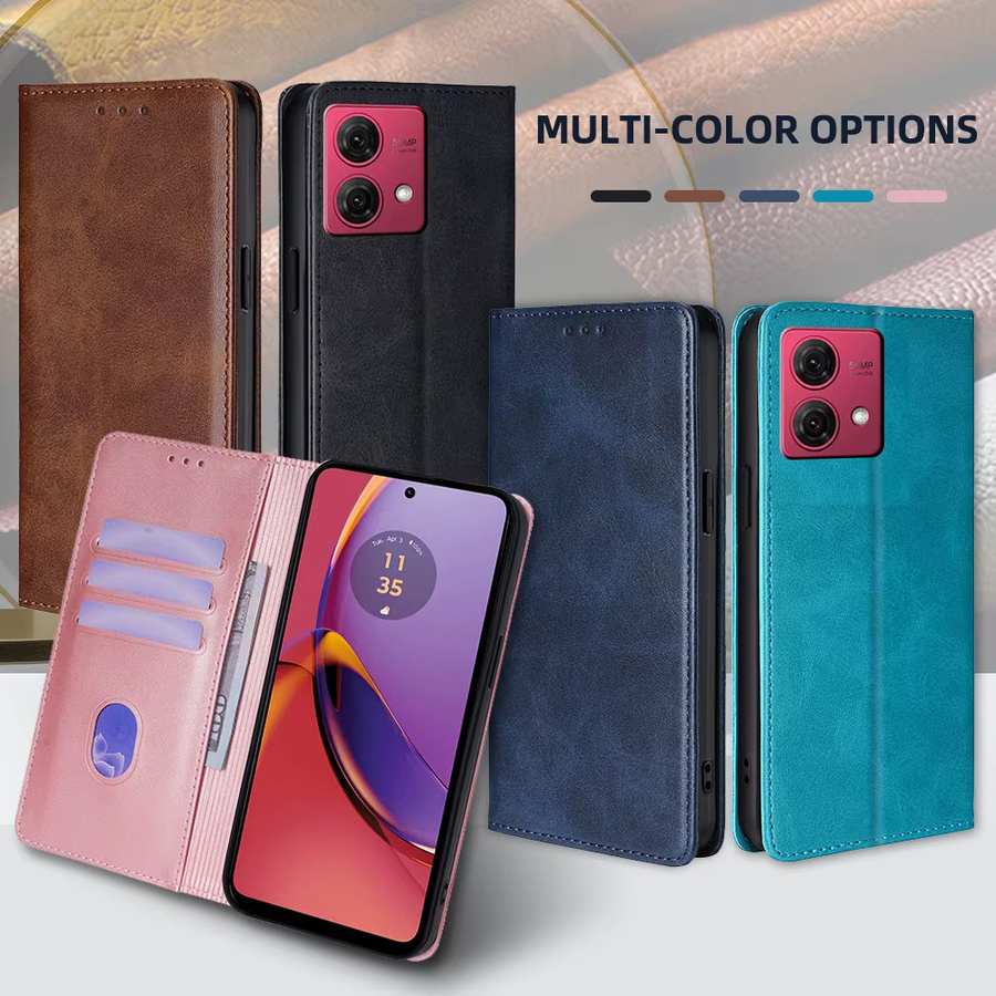 Leder-Flipcase mit Geldbörsenfunktion und Standfunktion für Motorola G84 G54 G14 G73 G53J G53Y G53 G23 G13 G72 G62 G52J in Braun - Bild 5