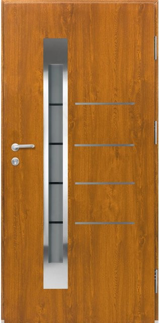 Splendoor Thermospace Haustür Berlin Prime in Golden Oak mit Glaseinsatz, Farbe Braun/Gold, B: 100 cm, H: 210 cm, Rechtsgang - Bild 1