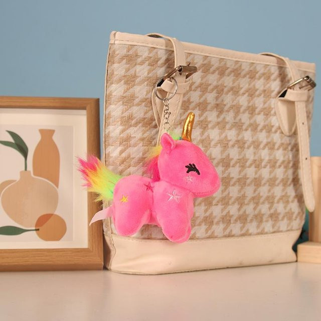Einhorn Plüschpuppe, Schultaschen-Pony-Anhänger, Rosa, 12cm - Bild 1