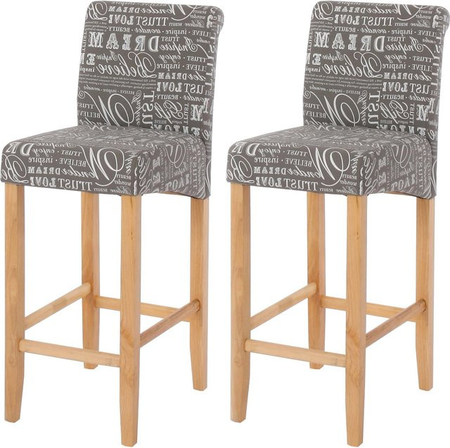 2er-Set Barhocker MCW-C33 in Grau mit Textilbezug und Retro-Look - Bild 1