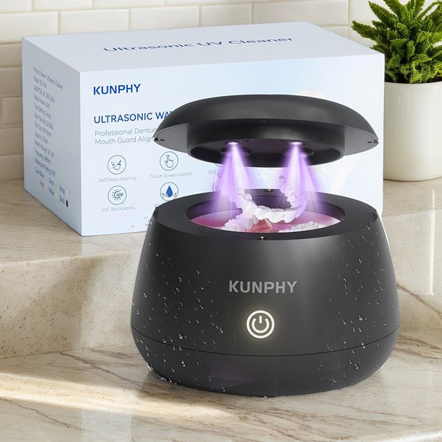 KUNPHY Ultraschallreiniger mit 48kHz Hochfrequenzvibration und UV-Lampe in Schwarz aus Kunststoff - Bild 1