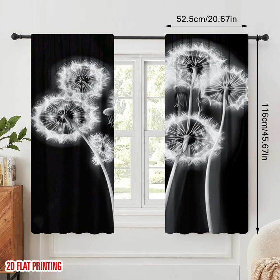 Yiran Home 2er-Set Rollos mit Löwenzahn-Motiv aus Polyester, B x H: 52,5 x 116 cm - Bild 2