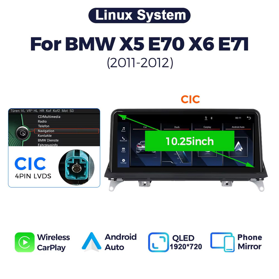 MEKEDE CarPlay Autoradio für BMW X5 E70 X6 E71 E72 (2007-2013) mit CCC CIC Unterstützung, 10,25 Zoll QLED Touchscreen, Android Auto Videoplayer, Schwarz - Bild 8