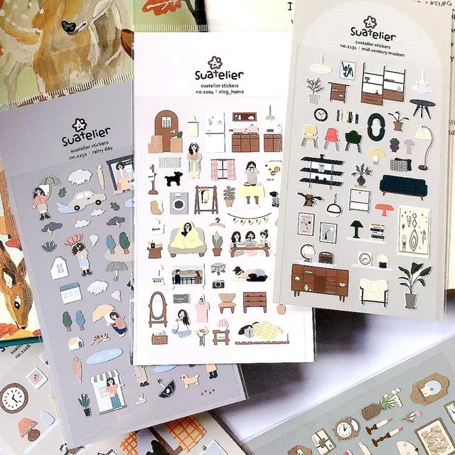 Suatelier Scrapbooking Aufkleber im Koreanischen Home Style für DIY Junk Journal und Tagebuch, Multicolour - Bild 1