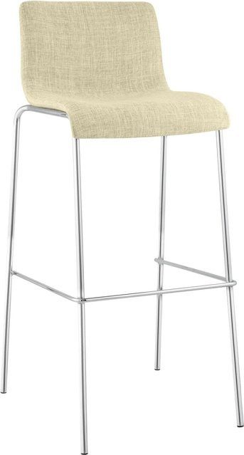 CLP Barhocker Hover mit Vierfußgestell aus Metall und Stoffbezug in Creme/Beige und Chrom - Bild 1