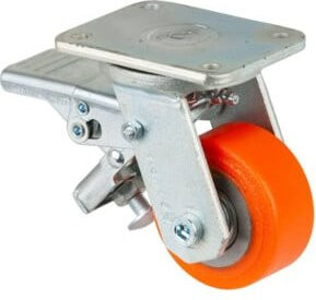 BS Rollen Schwerlastrolle RR120.C10.080 Lenkrolle mit Rad- und Totalfeststeller in Orange mit Raddurchmesser 80 mm - Bild 1