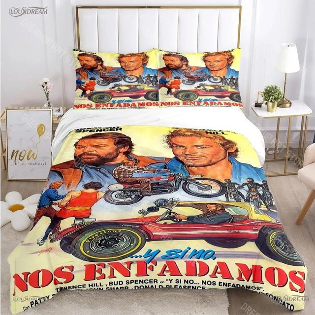Bud Spencer und Terence Hill Bettwäsche-Set mit 3D-Druck für Jugendliche, bestehend aus Bettbezug und Kissenbezug, Mehrfarbig, B/H: 135 x 200 cm - Bild 1