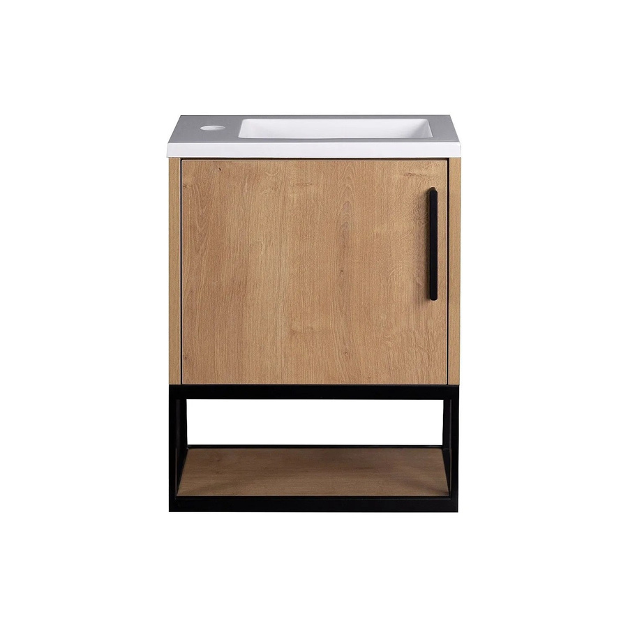 LOPENA Möbel-Handwaschbecken in Weiß mit Holz-Elementen für Badezimmer und WC, Breite: 40 cm - Bild 2