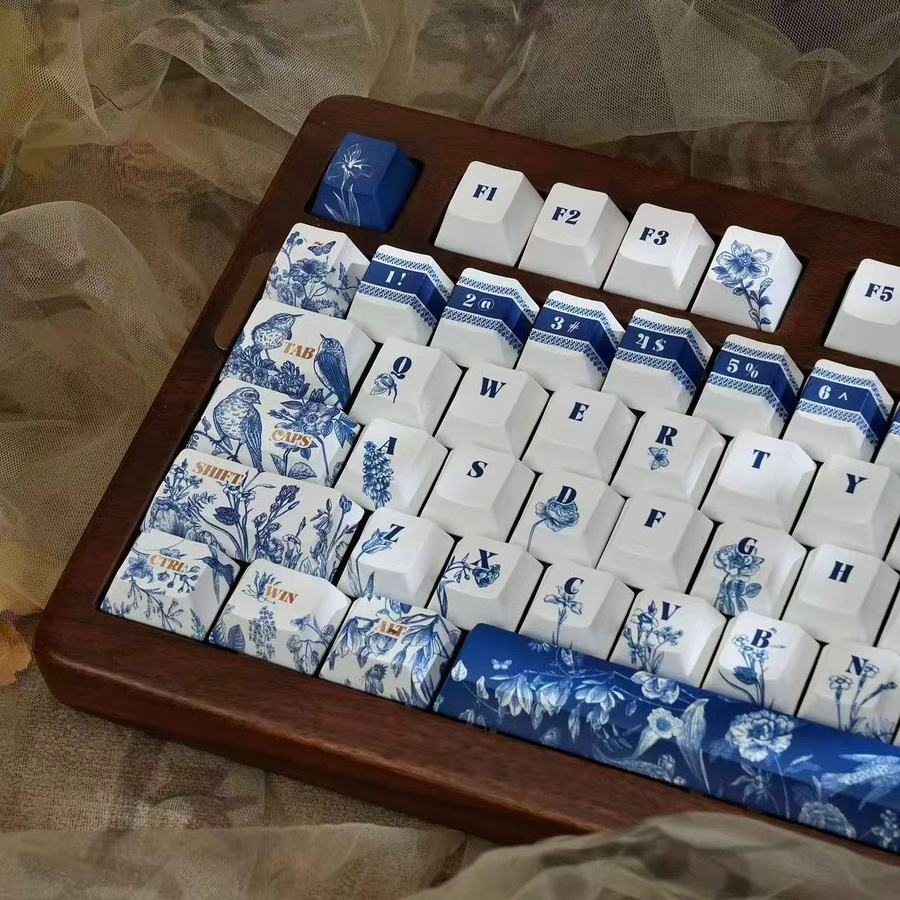 FSWHBY PBT Tastenkappen im chinesischen Retro-Design mit Side Dye Sublimation, 120 Tasten, Cherry-Profil, braun, kompatibel mit MX Switches und RGB-Hintergrundbeleuchtung - Bild 3