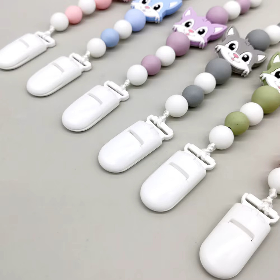 Panplay Baby Schnuller Kette mit Perlen und Tier-Motiven in Weiß und Multicolour aus Kunststoff - Bild 2