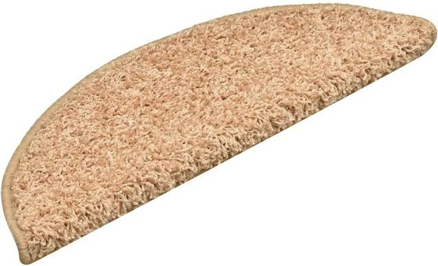 vidaXL Stufenmatten 30 Stück Gold Beige Halbrund aus Polypropylen mit Loop-Pile und selbstklebender Rückseite B/T/H: 56 x 17 x 3 cm - Bild 1