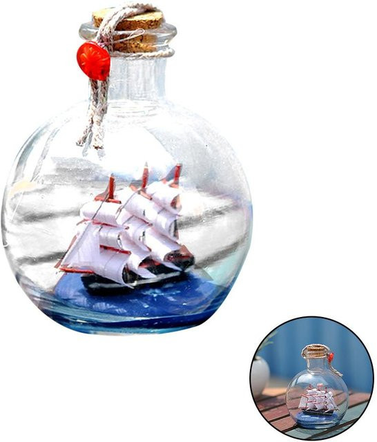 Dekoratives Segelboot in der Glasflasche von OutsideWorld, weißes Schiffsmodell als maritimes Desktop-Ornament für Zuhause oder Büro - Bild 1