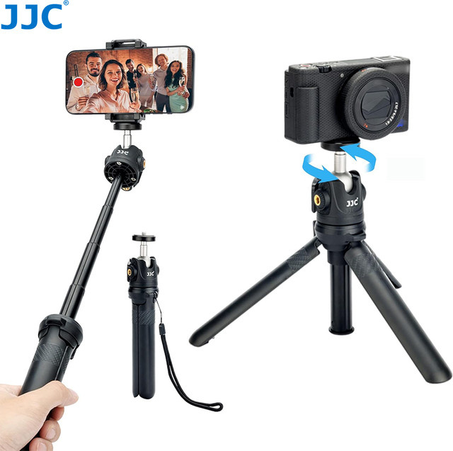 JJC Mini Vlogging Stativ mit Telefonclip in Schwarz für DJI Osmo, Canon und Sony ZV-Serie - Bild 1