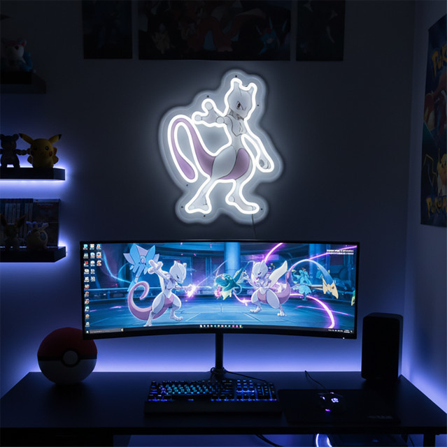 Bandai Pokemon Mewtwo Acryl Neon LED Licht Kunstwerk in Weiß und Transparent für dein Zuhause - Bild 1