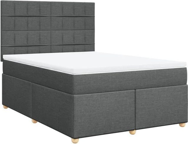 vidaXL Boxspringbett mit Matratze Dunkelgrau B/T: 160 x 200 cm - Bild 1