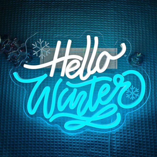 Wanxing Neon Schild Hallo Winter mit Schneeflocken dimmbare Wanddekoration für Weihnachten und Party - Bild 1