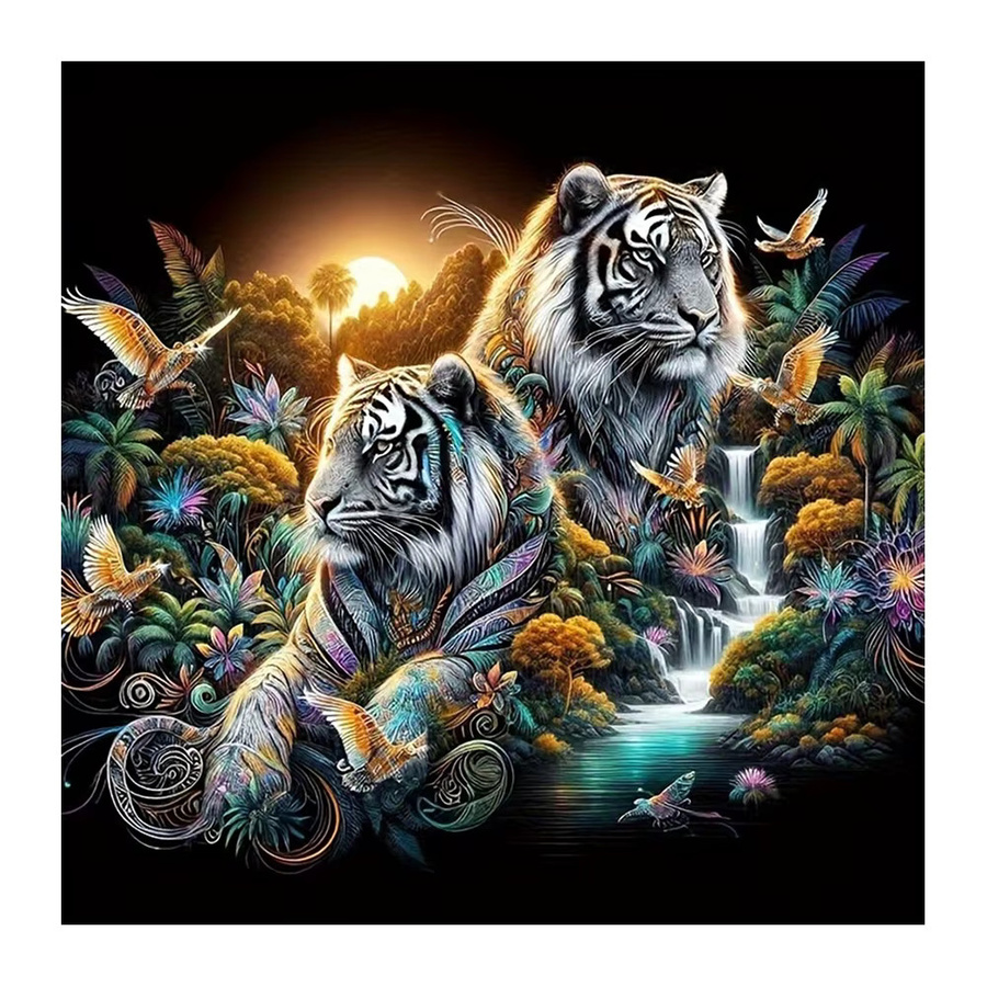EverShine Diamantmalerei Tiger 5D-DIY-Mosaik Set mit runden Steinen in Multicolour für Tischdekoration - Bild 4