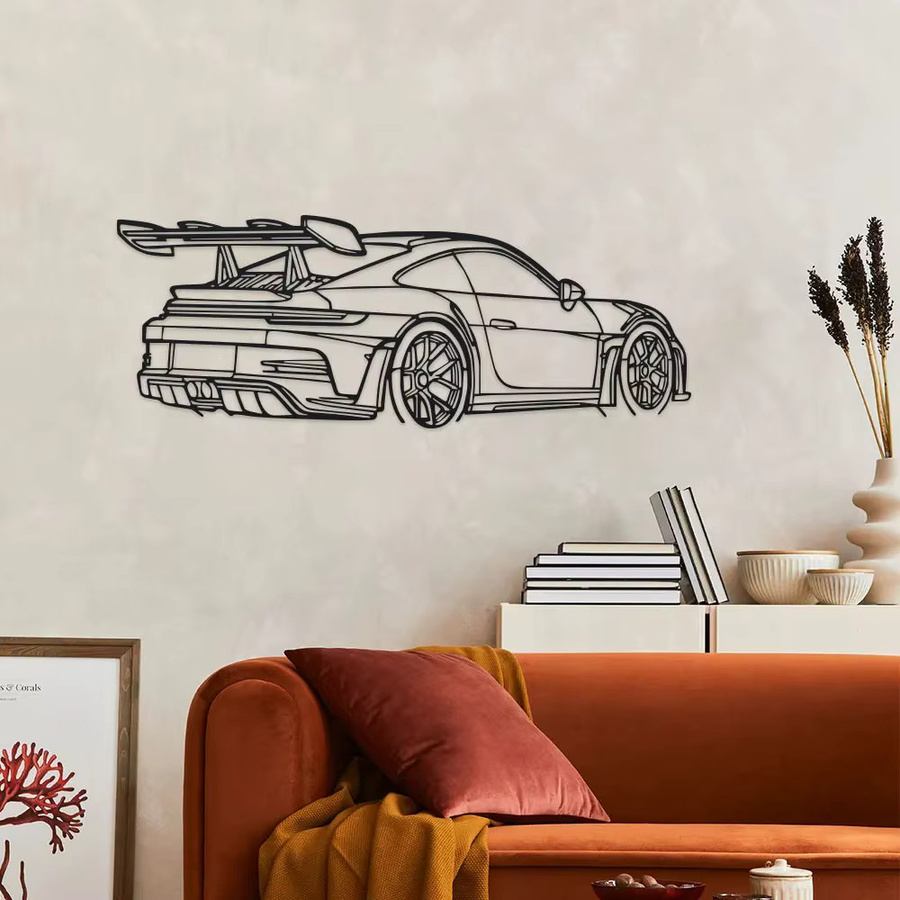 CIFBUY Metall-Auto-Wandkunst Skulptur in Schwarz für Heim- und Bürodekoration - Bild 4