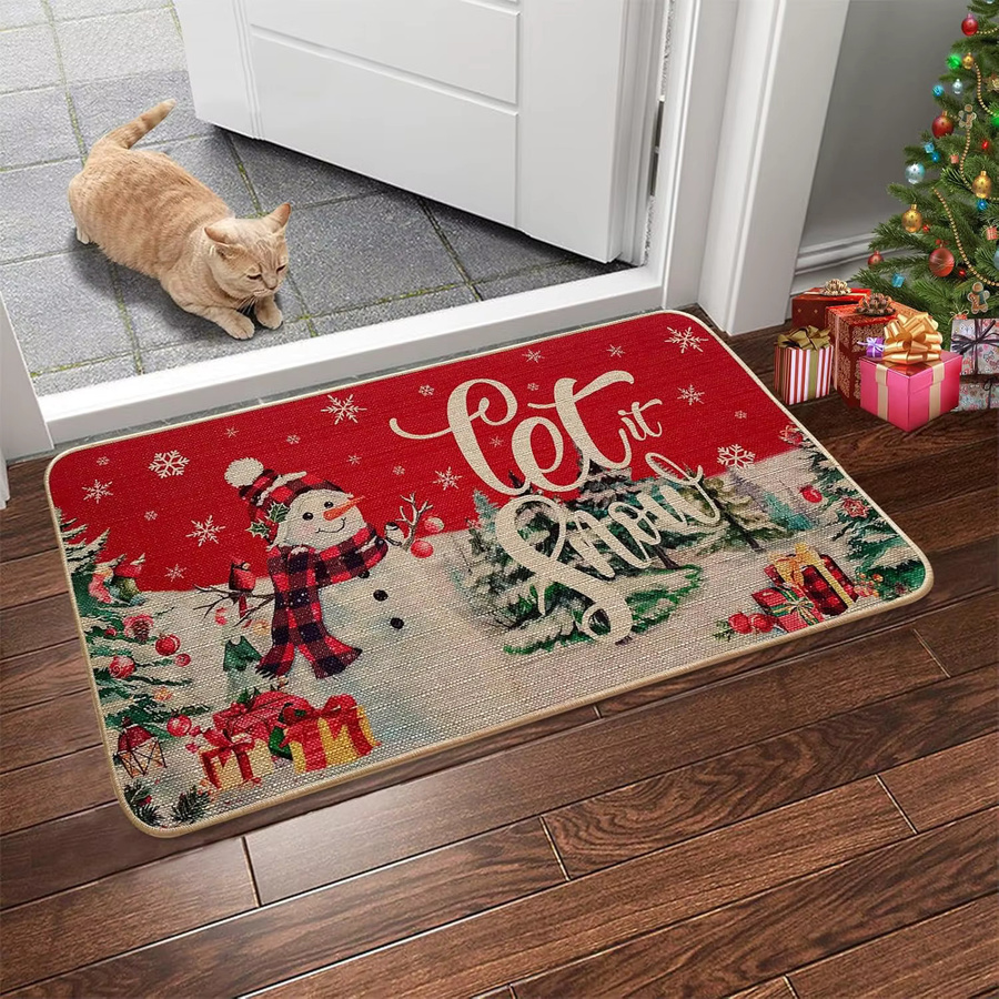 VIKAMA Weihnachts-Schneemann Teppich, rutschfeste und schmutzabweisende Fußmatte für Eingangsbereich und Badezimmer, Mehrfarbig, B/T: 60 x 40 cm - Bild 3