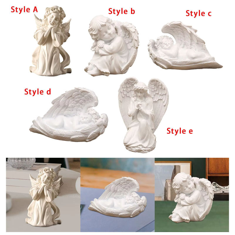 Homyl Engel Statue aus Harz in Weiß als dekorative Tischdekoration und Ornament für Schlafzimmer, Schreibtisch oder Garten - Bild 2