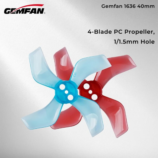Gemfan 1636 4-Blatt-Propeller, 16-teiliges Set, Rot, Kunststoff - Bild 1
