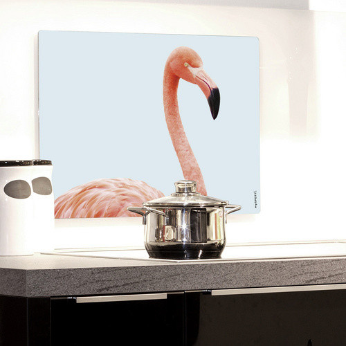 mySPOTTI Mini-Spritzschutz Flamingo aque aus Aluverbund in Weiß B: 41,0 cm, H: 59,0 cm - Bild 2